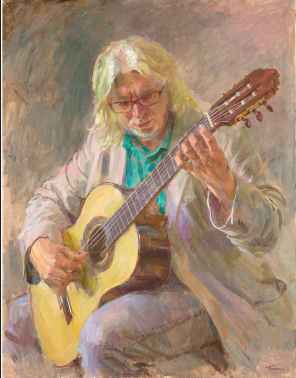 Dipinto di Steve Goss con la chitarra - © June Mendoza